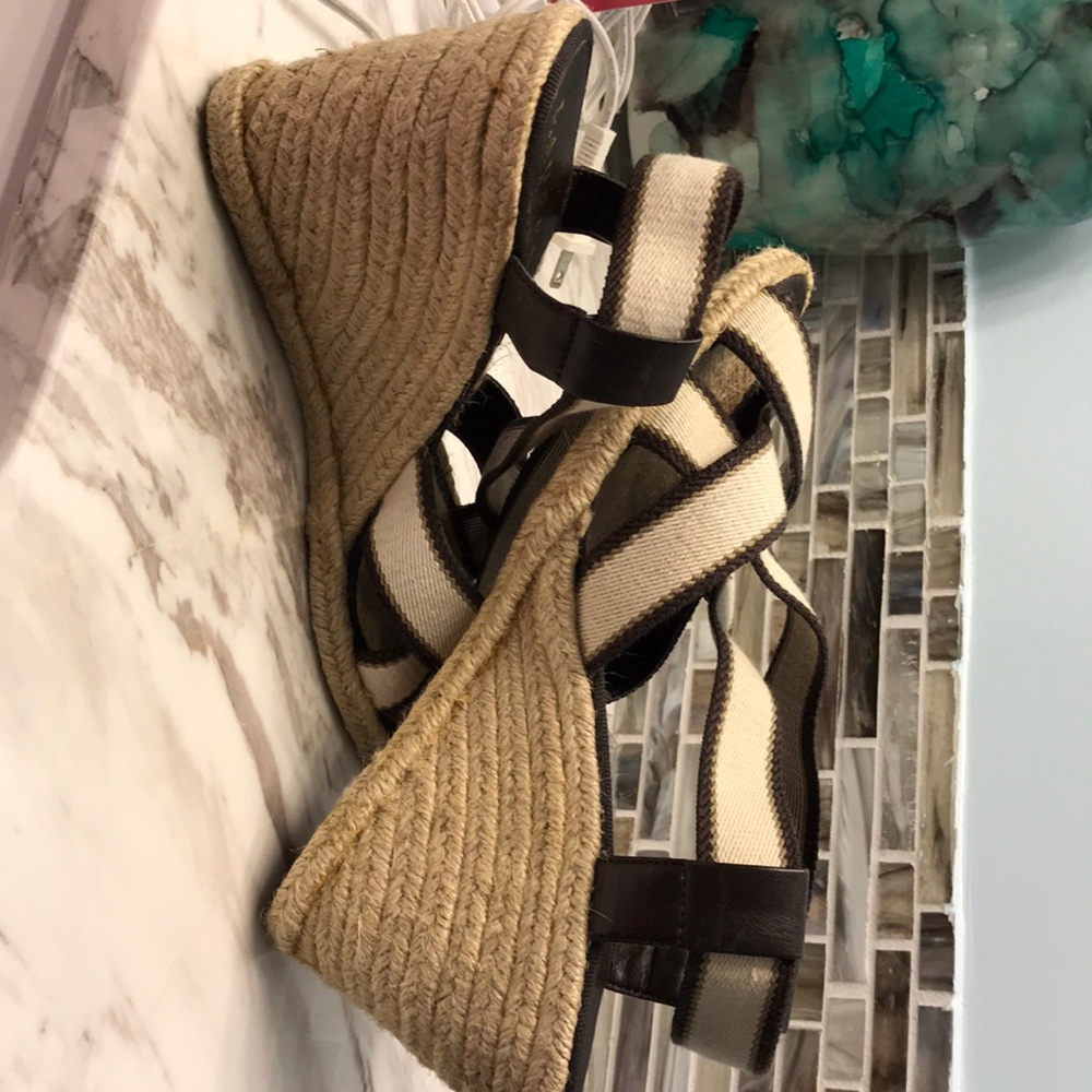 Lauren By Ralph Lauren Women's Wedge Espadrille Sandals in Beige and Brown
